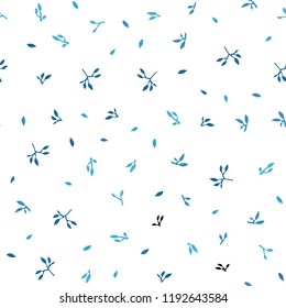 Light BLUE vector seamless doodle pattern with leaves. Colorful abstract illustration with leaves in doodle style. Template for business cards, websites.