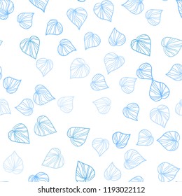 Light BLUE vector seamless doodle layout with leaves. Brand new colored illustration in blurry style with leaves. Pattern for design of fabric, wallpapers.