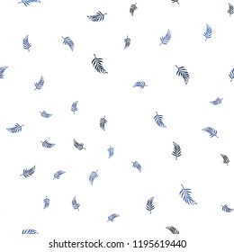 Light BLUE vector seamless doodle pattern with leaves. Glitter abstract illustration with doodles and leaves. Pattern for design of window blinds, curtains.