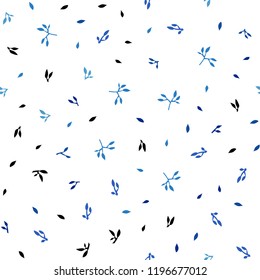 Light BLUE vector seamless doodle pattern with leaves. Decorative illustration with doodles on abstract template. Pattern for design of window blinds, curtains.