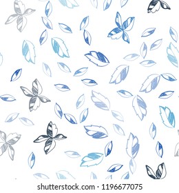 Light BLUE vector seamless doodle background with leaves. New colorful illustration in doodle style with leaves. Pattern for design of window blinds, curtains.