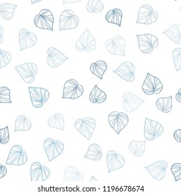 Light BLUE vector seamless doodle backdrop with leaves. Shining colored illustration with leaves in doodle style. Pattern for design of fabric, wallpapers.