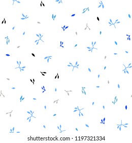 Light BLUE vector seamless doodle layout with leaves. leaves on elegant natural pattern with gradient. Template for business cards, websites.