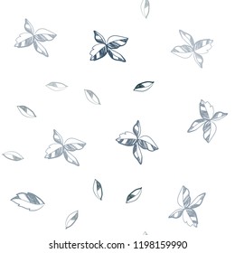 Light BLUE vector seamless doodle backdrop with leaves. Sketchy doodles with leaves on blurred background. Pattern for design of window blinds, curtains.