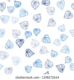 Light BLUE vector seamless doodle layout with leaves. New colorful illustration in doodle style with leaves. Pattern for design of window blinds, curtains.