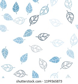 Light BLUE vector seamless doodle pattern with leaves. Brand new colored illustration in blurry style with leaves. Design for textile, fabric, wallpapers.