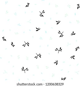 Light BLUE vector seamless doodle template with leaves. Shining colored illustration with leaves in doodle style. Trendy design for wallpaper, fabric makers.