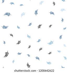 Light BLUE vector seamless doodle background with leaves. Colorful illustration in doodle style with leaves. Pattern for trendy fabric, wallpapers.