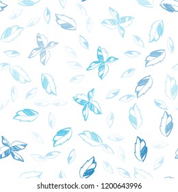 Light BLUE vector seamless doodle pattern with leaves. leaves on elegant natural pattern with gradient. Trendy design for wallpaper, fabric makers.