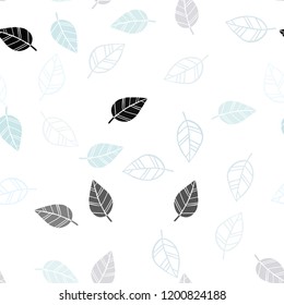 Light BLUE vector seamless doodle background with leaves. Colorful illustration in doodle style with leaves. Trendy design for wallpaper, fabric makers.