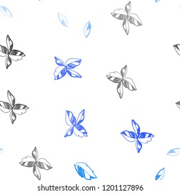 Light BLUE vector seamless doodle pattern with leaves. leaves on elegant natural pattern with gradient. Pattern for design of window blinds, curtains.