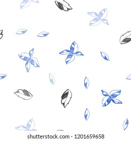 Light BLUE vector seamless doodle pattern with leaves. New colorful illustration in doodle style with leaves. Design for textile, fabric, wallpapers.
