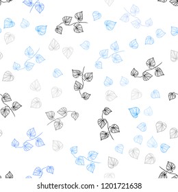Light BLUE vector seamless doodle background with leaves. A vague abstract illustration with leaves in doodles style. Template for business cards, websites.