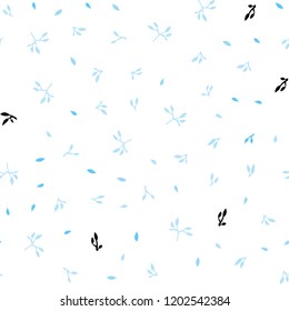 Light BLUE vector seamless doodle layout with leaves. An elegant bright illustration with leaves in Natural style. Design for textile, fabric, wallpapers.