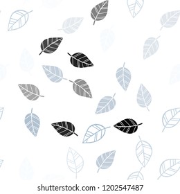Light BLUE vector seamless doodle background with leaves. Blurred decorative design in Indian style with leaves. Trendy design for wallpaper, fabric makers.