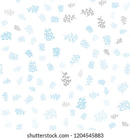 Light BLUE vector seamless doodle background with leaves, branches. Colorful illustration in doodle style with leaves, branches. Pattern for design of fabric, wallpapers.