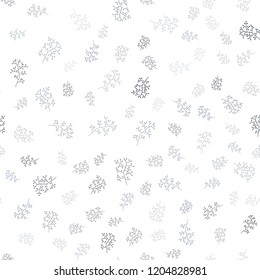 Light BLUE vector seamless doodle backdrop with leaves, branches. Sketchy doodles on white background. Template for business cards, websites.