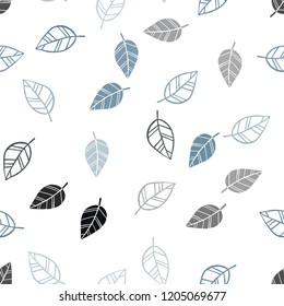 Light BLUE vector seamless doodle backdrop with leaves. Sketchy doodles with leaves on blurred background. Pattern for design of fabric, wallpapers.
