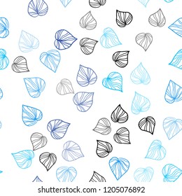 Light BLUE vector seamless doodle background with leaves. New colorful illustration in doodle style with leaves. Trendy design for wallpaper, fabric makers.