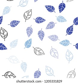 Light BLUE vector seamless doodle texture with leaves. Modern geometrical abstract illustration with leaves. Design for textile, fabric, wallpapers.