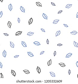 Light BLUE vector seamless doodle pattern with leaves. Doodle illustration of leaves in Origami style with gradient. Design for textile, fabric, wallpapers.