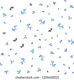 Light BLUE vector seamless doodle template with leaves. Modern geometrical abstract illustration with leaves. Design for textile, fabric, wallpapers.