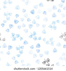 Light BLUE vector seamless doodle pattern with leaves. An elegant bright illustration with leaves in Natural style. Trendy design for wallpaper, fabric makers.