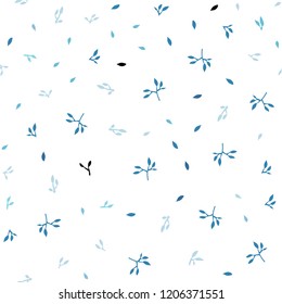 Light BLUE vector seamless doodle pattern with leaves. Shining colored illustration with leaves in doodle style. Trendy design for wallpaper, fabric makers.