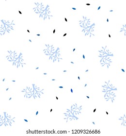 Light BLUE vector seamless doodle backdrop with leaves, branches. Colorful illustration in doodle style with leaves, branches. Pattern for design of fabric, wallpapers.