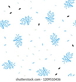 Light BLUE vector seamless doodle backdrop with leaves, branches. Brand new colored illustration with leaves and branches. Design for wallpaper, fabric makers.
