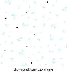 Light BLUE vector seamless doodle layout with leaves. Blurred decorative design in Indian style with leaves. Template for business cards, websites.
