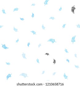 Light BLUE vector seamless doodle backdrop with leaves. New colorful illustration in doodle style with leaves. Design for textile, fabric, wallpapers.