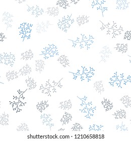 Light BLUE vector seamless doodle layout with branches. Brand new colored illustration with leaves and branches. Template for business cards, websites.