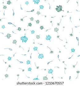 Light BLUE vector seamless doodle texture. leaves on elegant natural pattern with gradient. The best blurred design for your business.