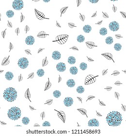 Light BLUE vector seamless doodle pattern with leaves, flowers. Colorful doodles on white background. Trendy design for wallpaper, fabric makers.