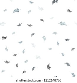 Light BLUE vector seamless doodle pattern with leaves. Modern geometrical abstract illustration with leaves. Pattern for design of window blinds, curtains.