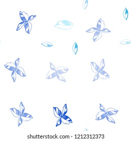 Light BLUE vector seamless doodle layout with leaves. An elegant bright illustration with leaves in Natural style. Trendy design for wallpaper, fabric makers.