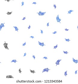 Light BLUE vector seamless doodle texture with leaves. Blurred decorative design in Indian style with leaves. Trendy design for wallpaper, fabric makers.