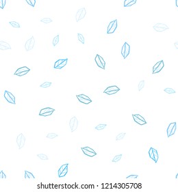 Light BLUE vector seamless doodle backdrop with leaves. Decorative illustration with doodles on abstract template. Texture for window blinds, curtains.