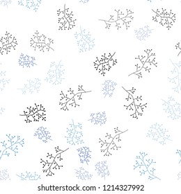 Light BLUE vector seamless doodle backdrop with branches. Abstract illustration with leaves, branches in doodles style. Pattern for trendy fabric, wallpapers.