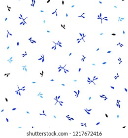 Light BLUE vector seamless doodle background with leaves. An elegant bright illustration with leaves in Natural style. Trendy design for wallpaper, fabric makers.