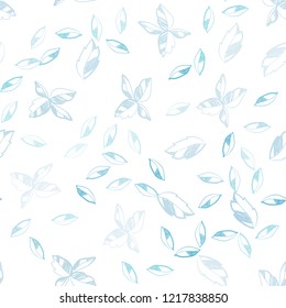 Light BLUE vector seamless doodle backdrop with leaves. Modern geometrical abstract illustration with leaves. Design for textile, fabric, wallpapers.