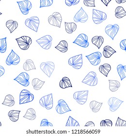 Light BLUE vector seamless doodle template with leaves. Colorful abstract illustration with leaves in doodle style. Trendy design for wallpaper, fabric makers.