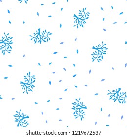 Light BLUE vector seamless doodle template with leaves, branches. Modern abstract illustration with leaves and branches. Design for wallpaper, fabric makers.