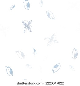 Light BLUE vector seamless doodle layout with leaves. leaves on blurred abstract background with gradient. Template for business cards, websites.