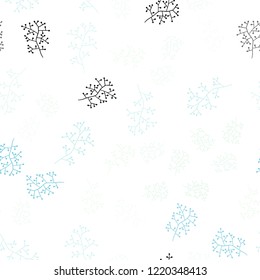 Light BLUE vector seamless doodle template with branches. Colorful illustration in doodle style with leaves, branches. Pattern for trendy fabric, wallpapers.