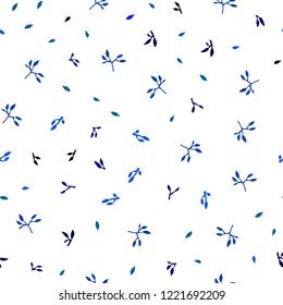 Light BLUE vector seamless doodle texture with leaves. An elegant bright illustration with leaves in Natural style. Pattern for design of window blinds, curtains.