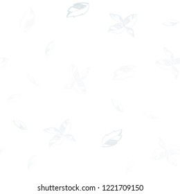 Light BLUE vector seamless doodle background with leaves. Doodle illustration of leaves in Origami style with gradient. Pattern for trendy fabric, wallpapers.