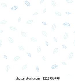 Light BLUE vector seamless doodle template with leaves. Blurred decorative design in Indian style with leaves. Template for business cards, websites.