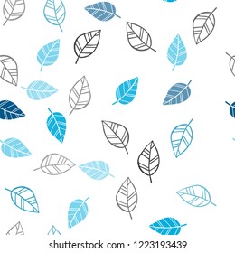 Light BLUE vector seamless doodle layout with leaves. Decorative illustration with doodles on abstract template. Pattern for trendy fabric, wallpapers.